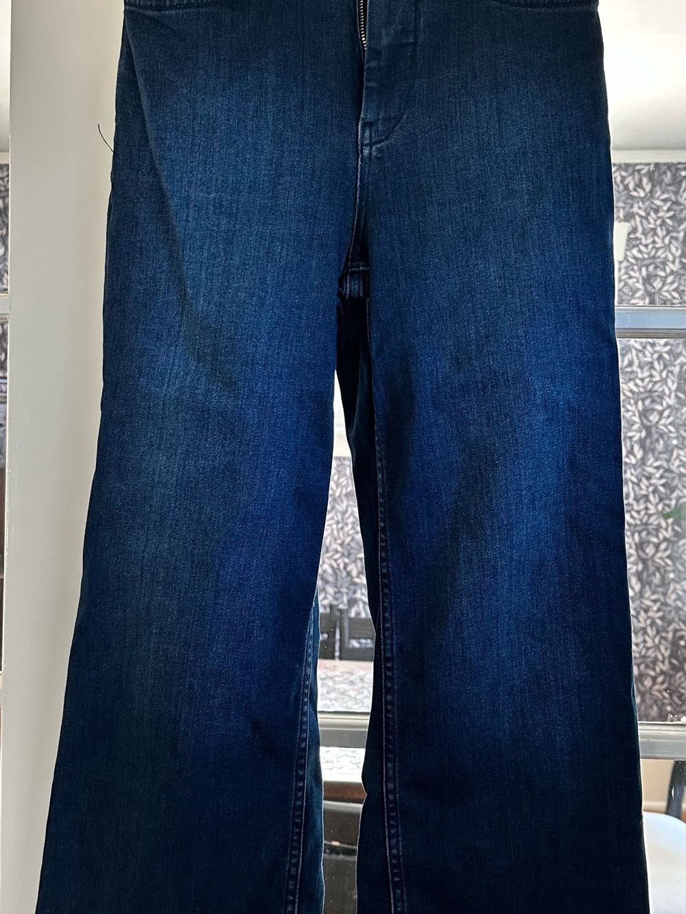 Pilcro Dark Indigo Wash Cropped Wide Leg Jeans